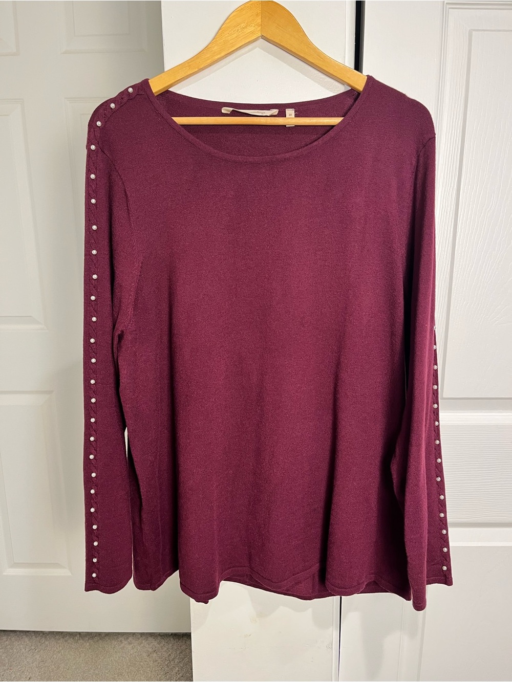 Soft Surroundings Boat Neck Wine Red Pearl Soft Pullover Sweater Size 2X